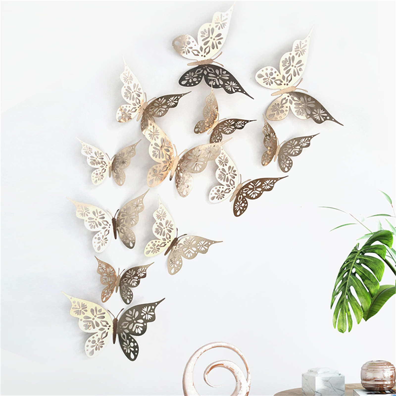 7 Deep Purple In Flight Butterflies 3D Butterfly Decorations Butterfly Wall Art Butterfly Weddings Butterfly Party Decorations 2 @4.5" 5@3