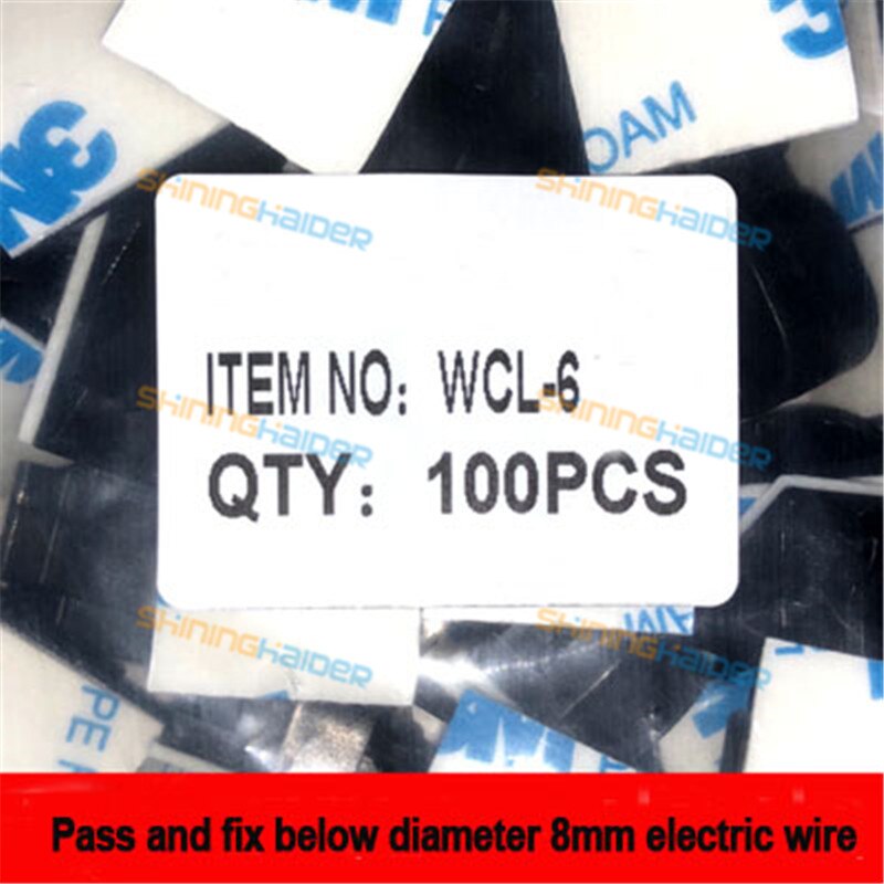White black color Fixed wire clip retainer black/white thread clip holder for sticky wire base: 100PCS BLACK WCL-6