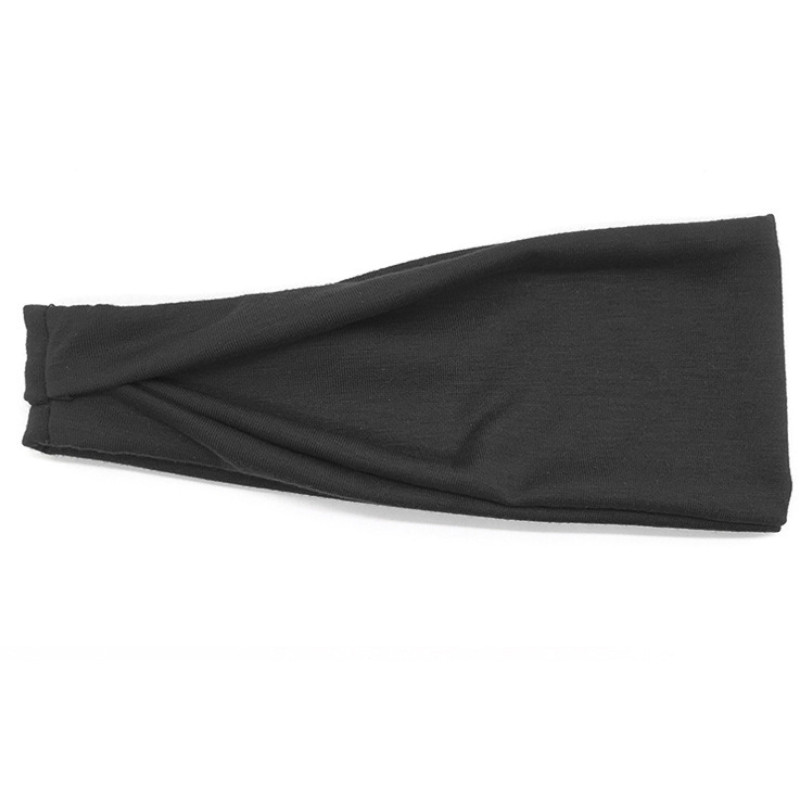 Banda para la cabeza de algodón para mujer, bandas para el cabello a la para mujer, turbante liso, diadema tejida torcida, accesorios para la cabeza anudados: Negro