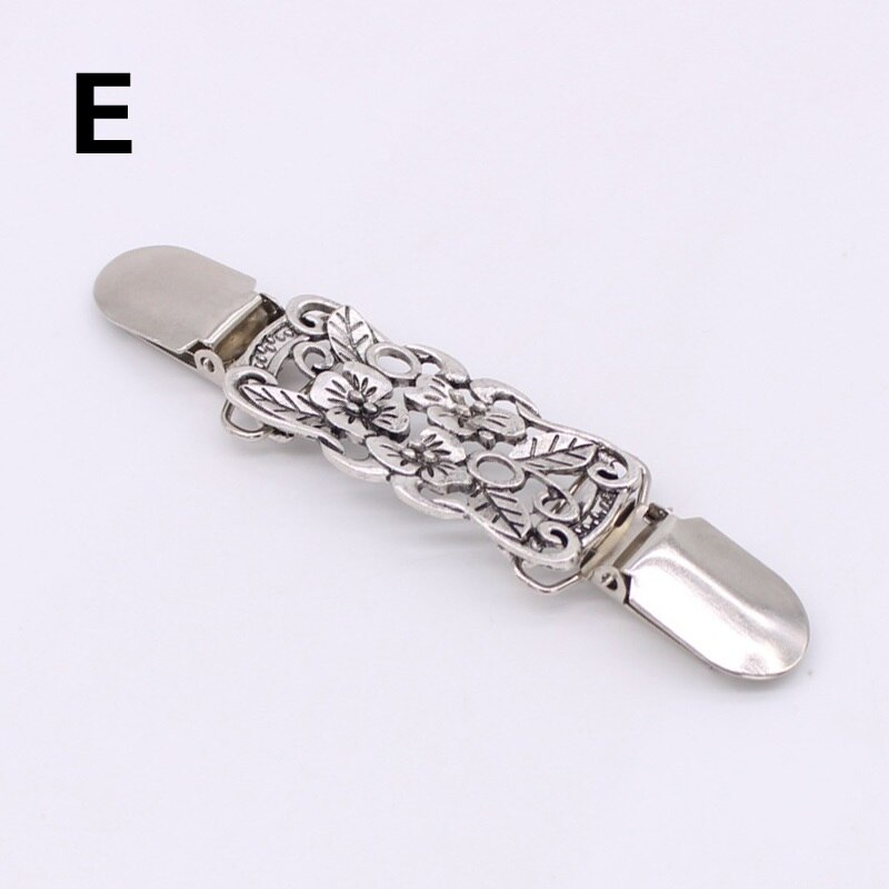 1PC Cardigan Shirt Clips Clasps Women Vest Sweater Shawl Duck Clips Flower Shaped Buckle Pins DIY Clothing Brooch Clasp: E