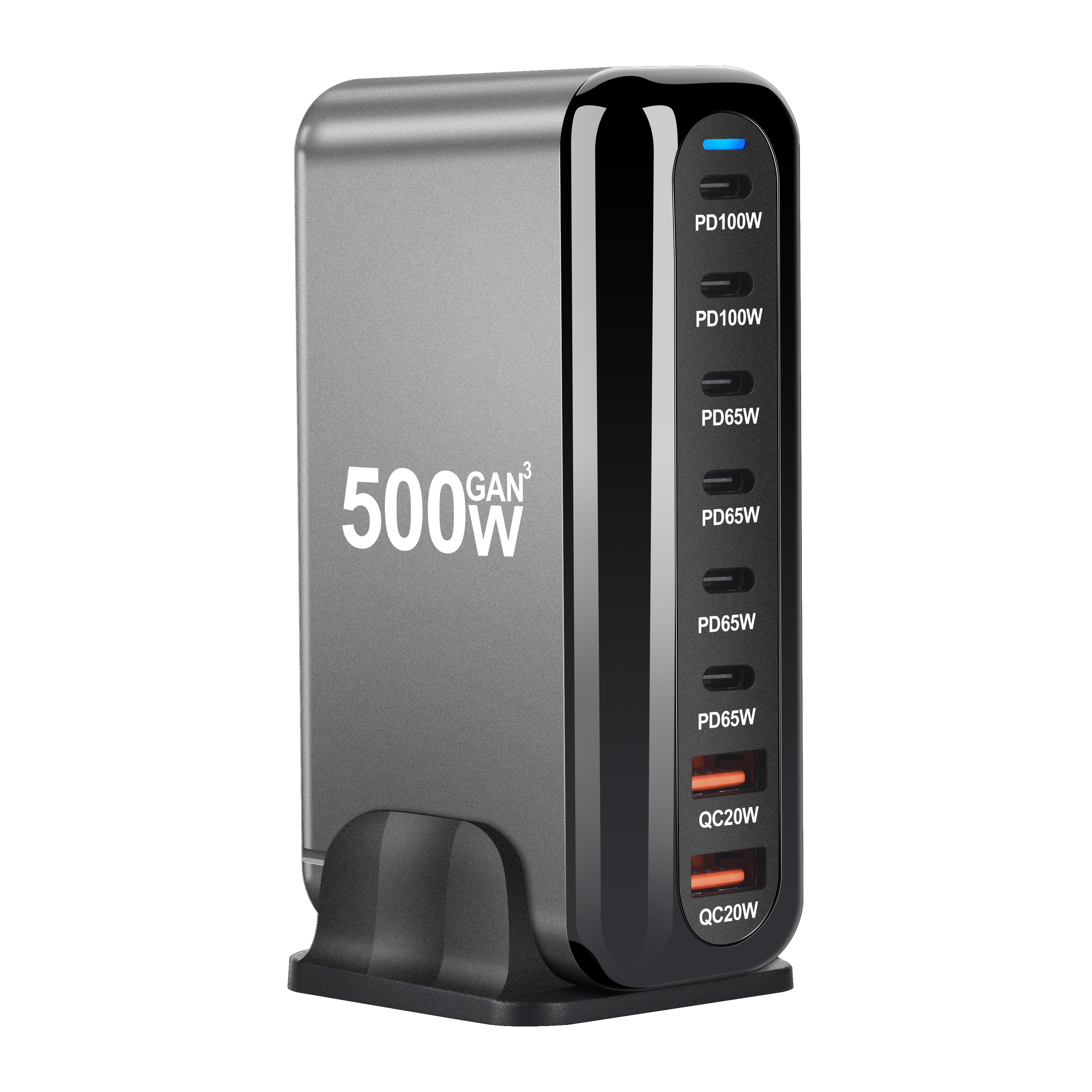 cargador rápido GaN de 500W y 8 puertos 4,0 3,0 tipo C PD cargador USB portátil QC4.0 3,0 cargador rápido para ordenador portátil IPhone16 15 14 13