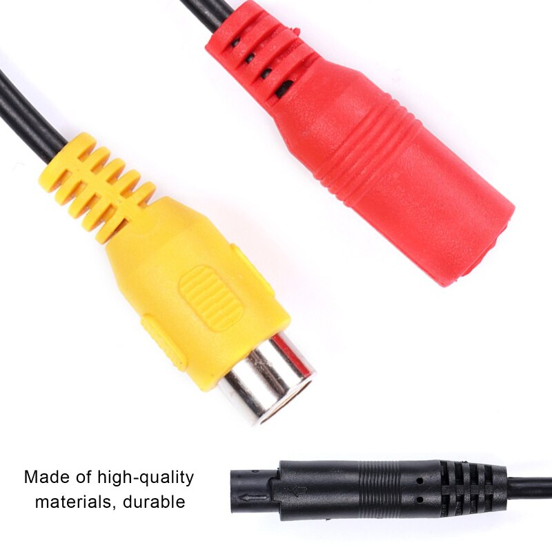 3PCS Car Reverse Backup Rear View Camera 4-Pin Male Connector To Car RCA Wire Power Harness Adapter Wire Female CVBS Signal Wire