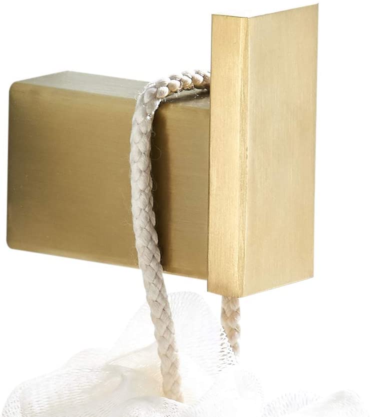 Juego de accesorios de baño con acabado dorado cepillado, gancho para toalla, soporte para papel higiénico, anillo para toalla, barra de acero inoxidable montada en la pared: Towel Hook