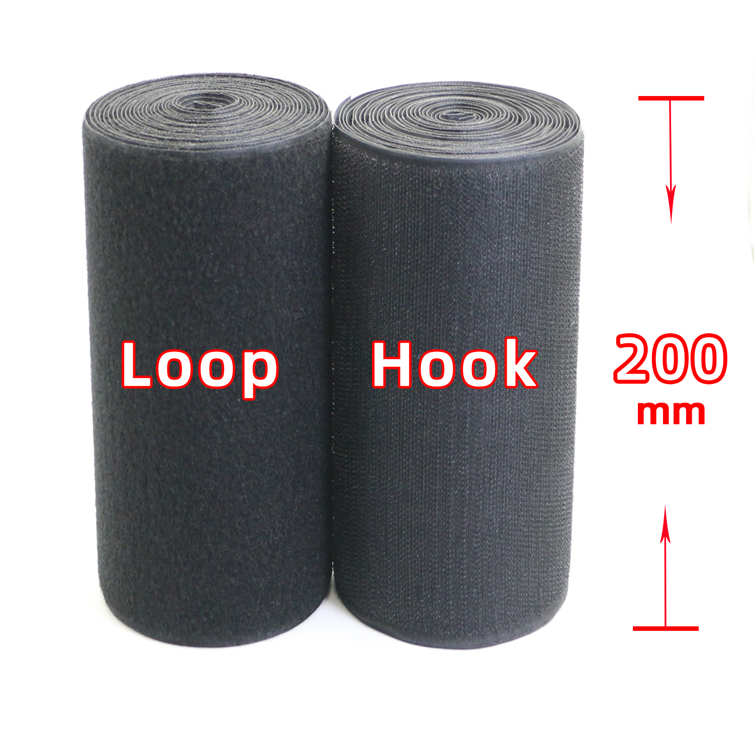 200mm Width non-adhesive Hook and Loop fastener Tape Sewing-on the hooks non-adhesive Magic tape DIY Black