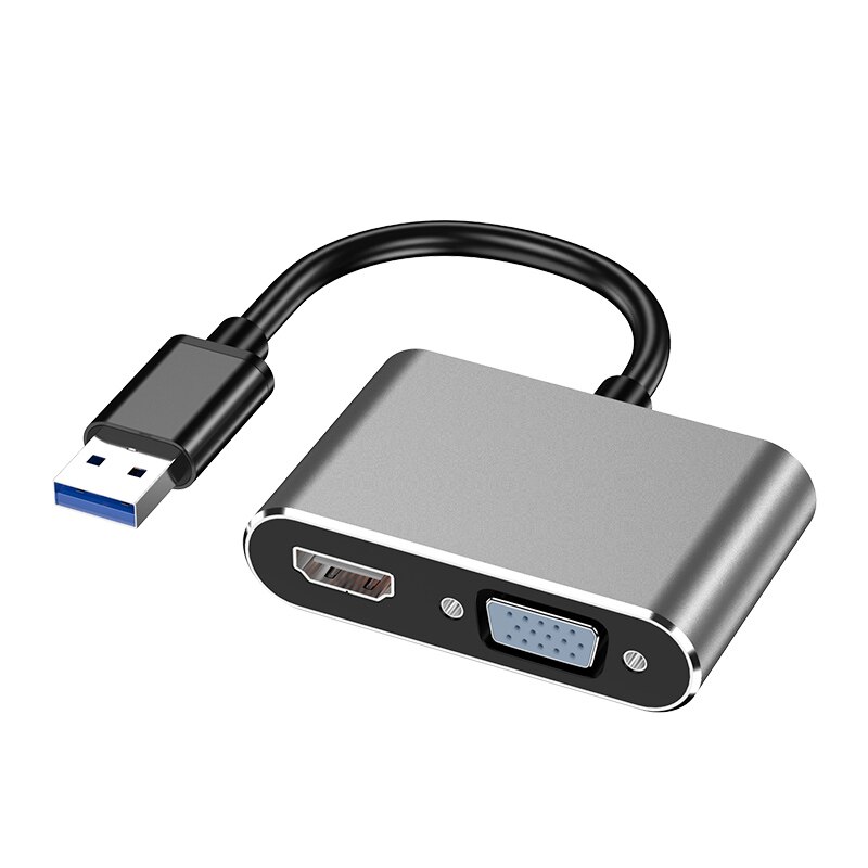 Adaptador USB 3,0 a HDMI VGA Pantalla de doble salida Cable Adaptador convertidor gráfica multipantalla