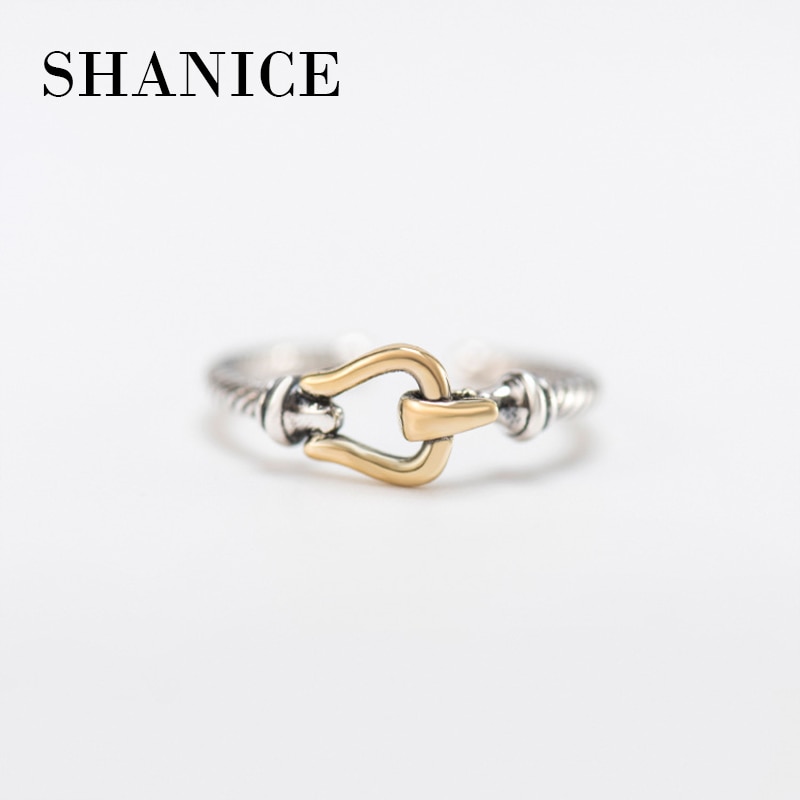 SHANICE-Anillos abiertos para dedos para mujer, de cuerda, anillo 100% de plata esterlina 925, Color dorado y plateado, joyería de plata auténtica