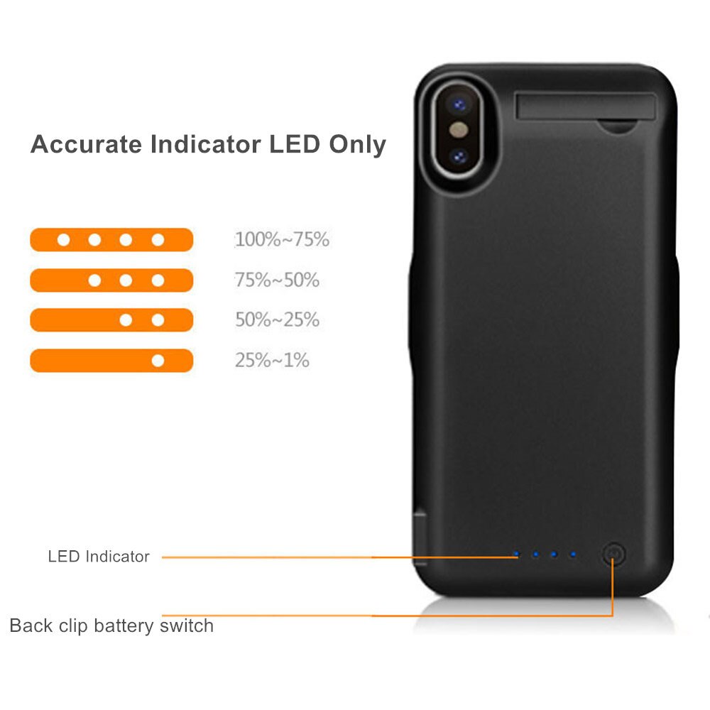 Araceli for iphone x batterideksel 10000 mah smart laderdeksel telefonstativ for iphone x batterideksel