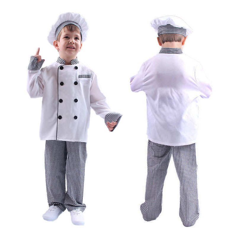 Halloween enfants carnaval cuisine Chef uniforme enfants cuisine cuisson restauration jeu de rôle Costume scène fête Service alimentaire vêtements