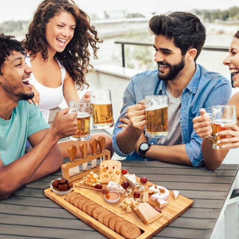 Good Charcuterie Platter BPA Free Wood Wooden Serving Tray with Cutlery Cheese Board Cutting Board