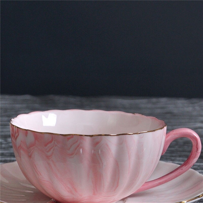 Ceramic Coffee Single Cups And Mugs Nordic Natural Stone Pattern Light Luxury Mug Household Tea Coffe Cup Drinkware: pink single Cup