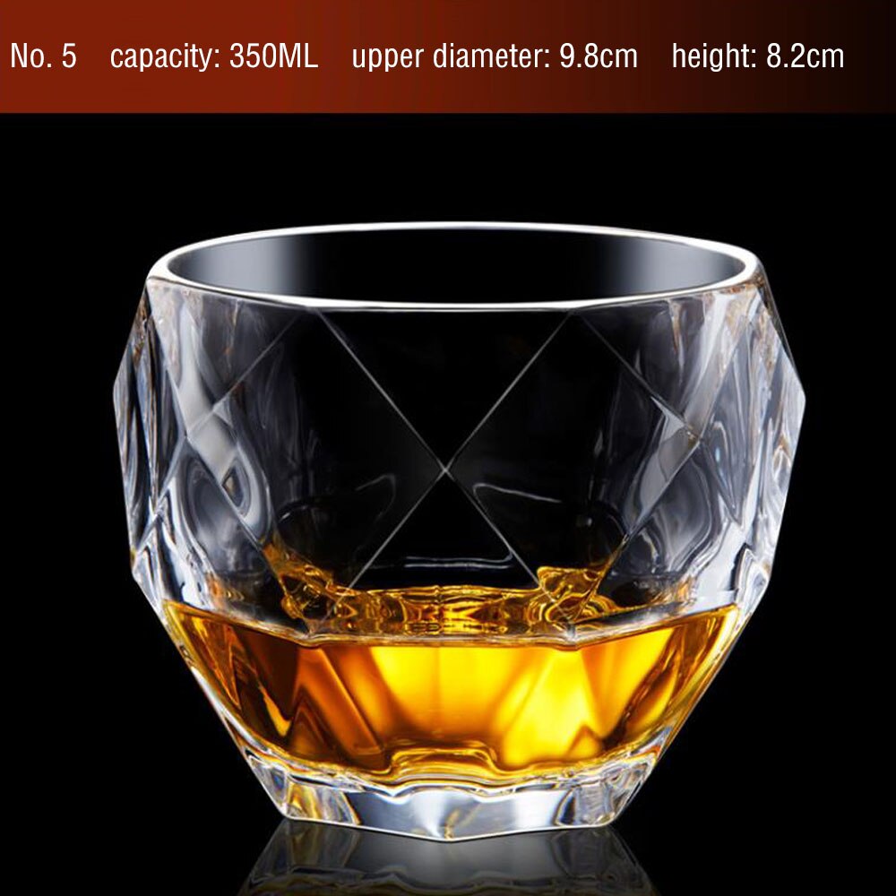 Transparent Whiskey Crystal Wine Glass Lead-free Heat Resistant Beer Brandy Vodka Containers Multi Pattern Drinkware Bar Bottle: E