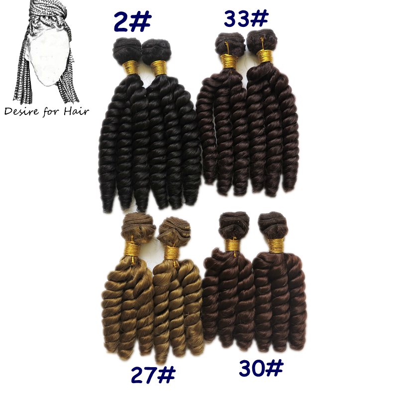 Deseo de pelo 1 paquete 200g 6 mechones 10 pulgadas-14 pulgadas extensiones de pelo ondulado mechones sintéticos resistentes al calor en tejido suelto color marrón