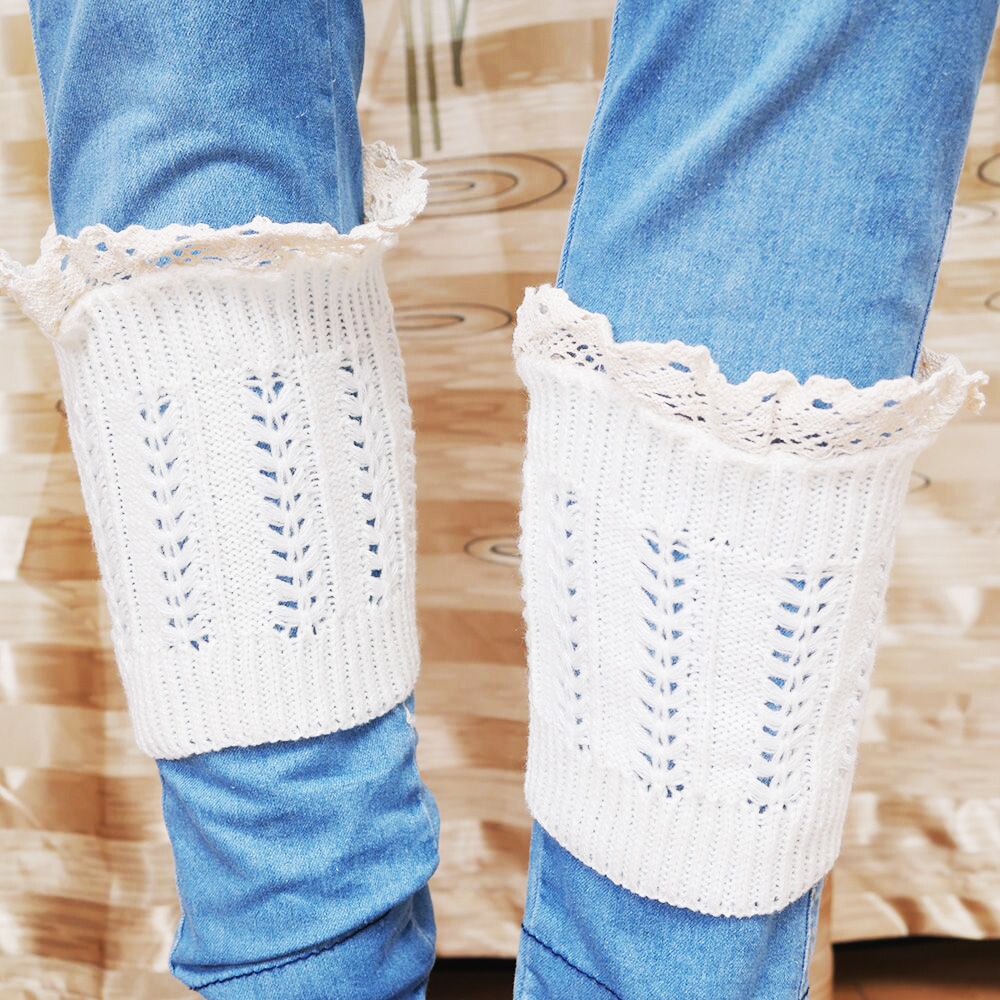 Calcetines de punto para botas, calentadores de piernas cortas para mujer, calcetines tejidos de encaje, accesorios para botas de