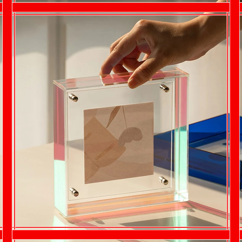 Floating Picture Frame Neon Acrylic Translucent Colorful Decorative Photo Frame for Desk Wall Mounting Tabletop Decoration