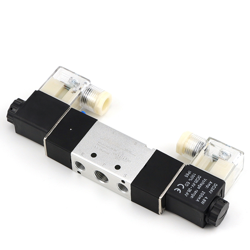Hochwertiges Magnetventil, 220 V, pneumatisch, 4V220-08, Luft, 5-Wege, 2 Positionen, 1/4 Zoll Spulenlegierung, interner DC 12 V DC 24 V AC110 V