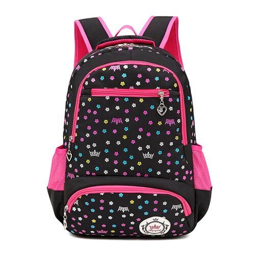 Kinderen Schooltas Dot Printing School Tassen Voor Meisjes Orthopedische Rugzak Prinses School Rugzak Kids Satchel Mochila Infantil: black