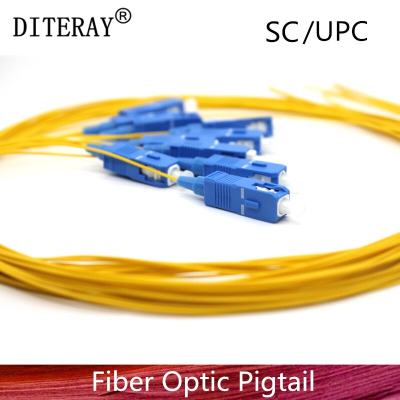 50/PCS SC/UPC fiber Pigtail Simplex 9/125 Single Mode Fiber Optic Pigtail 0.9mm PVC Yellow