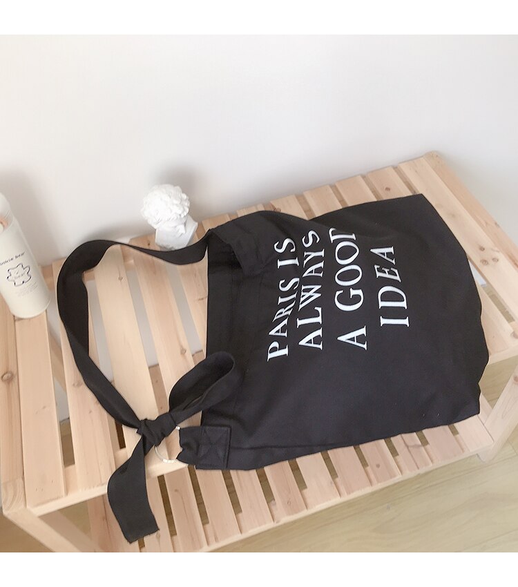 Dames Canvas Tas Vrouwelijke Eenvoudige Engels Brief Afdrukken Schoudertas Womenlarge Capaciteit Crossbody Tas Student Strap Boek Tas