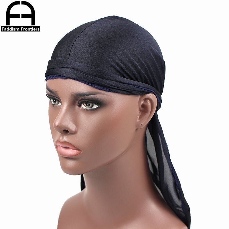 Men's Satin Durags Bandana Turban Hat Wigs Breathable Durag Biker Headwear Headband Pirate Hat Hair Accessories: Navy