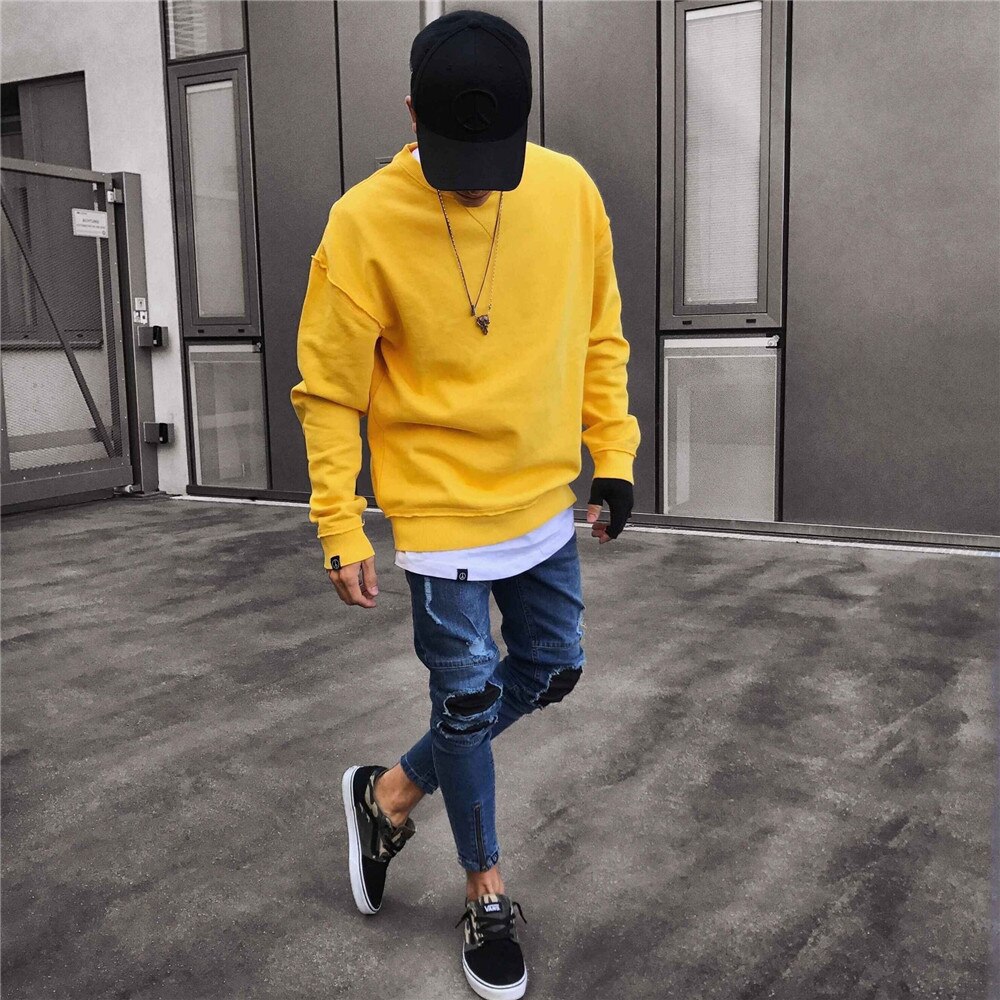 Men Jeans Slim Biker Zipper Denim Skinny Frayed Casual Pencil Pants Distressed Rip Trousers Male Hip hop Zipper Jeans