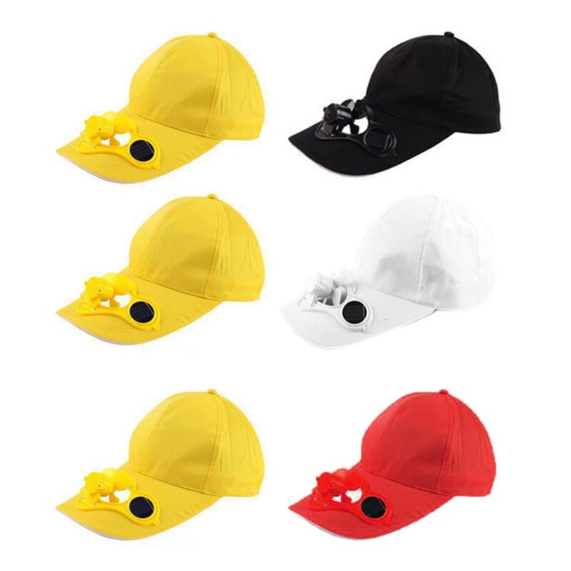 1 Set Summer Solar Panel Powered Cooling Fan Baseball Cap Outdoor Peaked Sun Visor Hat