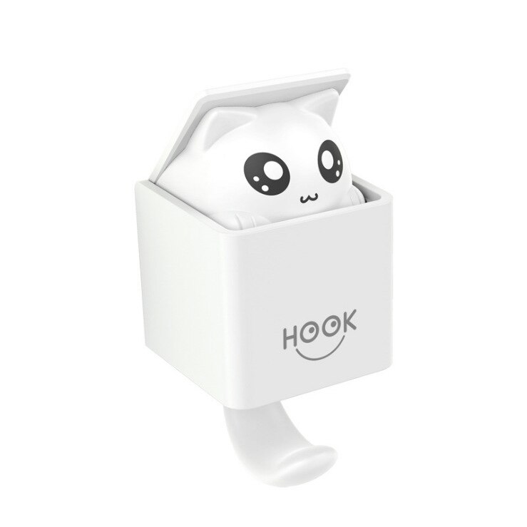 Creatieve Leuke Verborgen Kat Muur Opknoping Haak Voor Kleding Hoed Sjaal Sleutel Fun Zelfklevende Dieren Paw Hanger Rack Muur decoratie: White-Cat