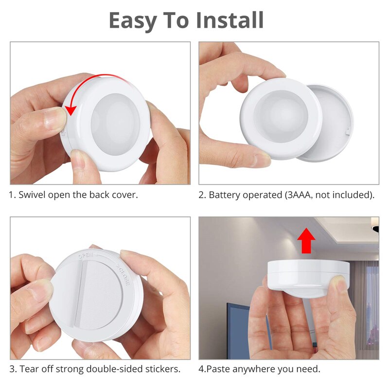 LED Puck Light Remote Control Dimmable Wireless Touch Sensor Battery Operated Portable Kitchen Hallway Closet Cabinet Night Lamp