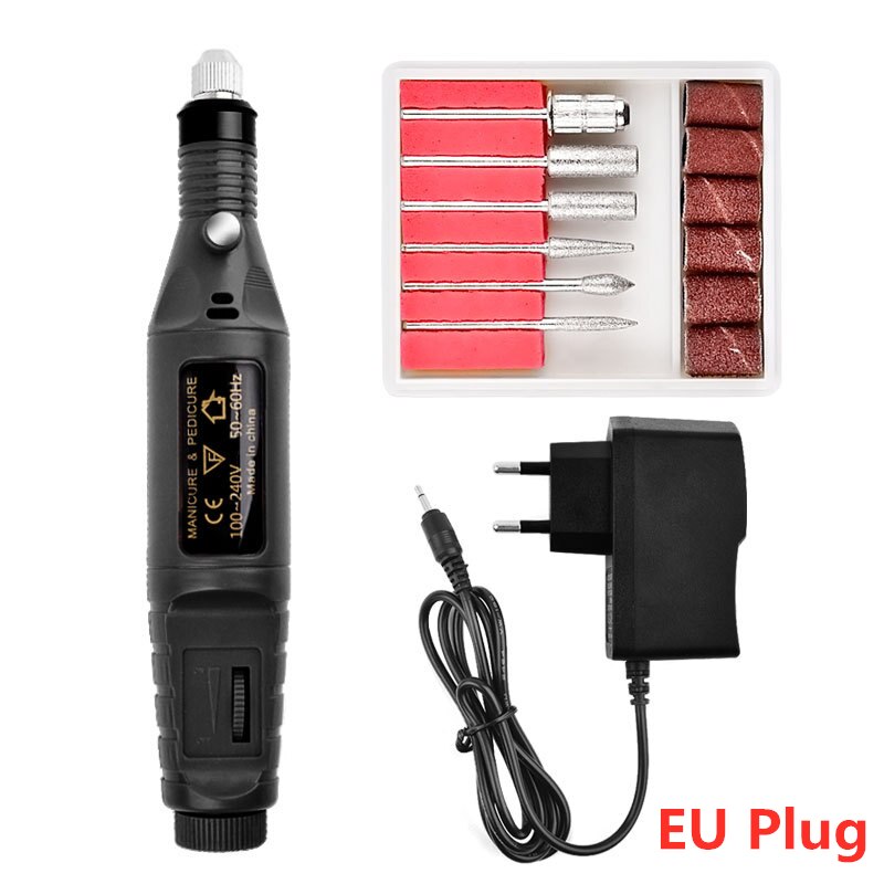 1 Kit électrique de Machine de perceuse à ongles électrique stylo d'art d'ongle 6 Bits perceuse tampon de ponçage lime à ongles Kit d'équipement d'art d'ongle