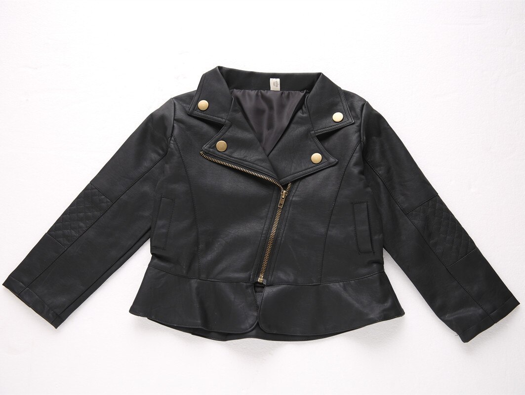 Kevät ja syksy lasten takki lasten puinen nahkatakki tyttöjen vauvan lyhyt nahkatakki: Tyttö / 120