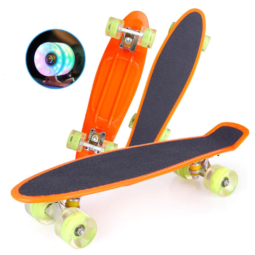 22 Inch Cruiser Frosted Board Mini Skateboard Retro Longboard Compleet Led Licht Knipperen Voor Kinderen Jongens Meisjes Skate Board: Orange