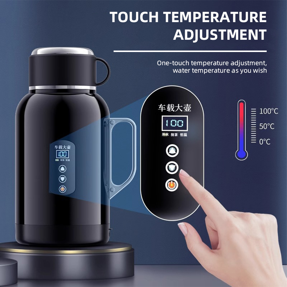 Elektryczny kubek samochodowy z podgrzewaniem 1300/1500 ml z wbudowanym kubkiem, uniwersalny termos 12V 24V robić samochodów ciężarowych, samochodów osobowych, robić podróży, kubek termiczny.