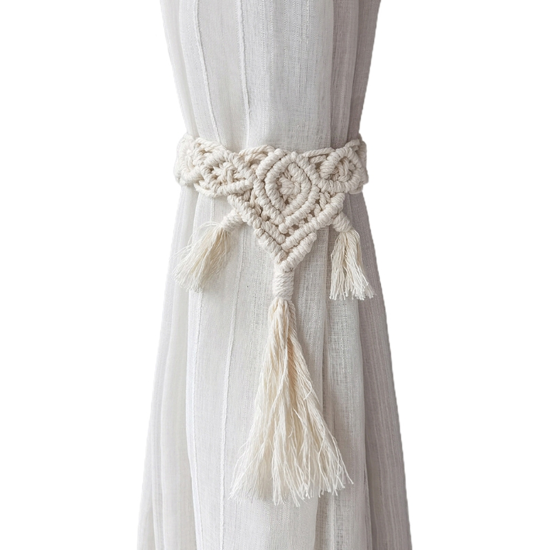 Macrame Curtain Tieback Hand-woven Curtain Tie Rope Straps with Tassel Holdbacks