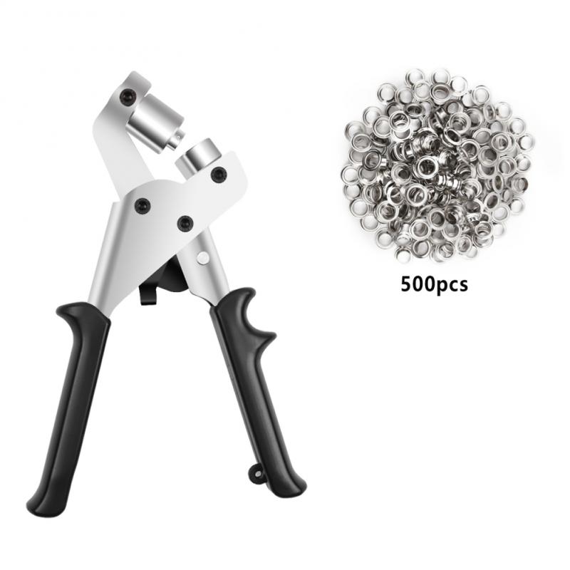 3/8Inch Grommet Eyelet Plier Set Grommet Tool Kit Hole Punch Pliers Portable Manual Puncher With 500 Pcs Grommet Washer 10mm: 02 500pc