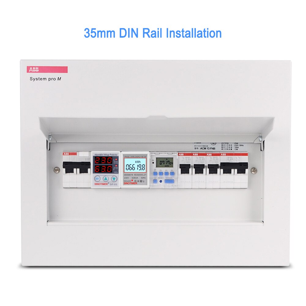 230V 80A Home Usage Single Phase LCD Backlight Wattmeter DIN Rail Power Consumption Meter Voltage Amp meter with Reset Function