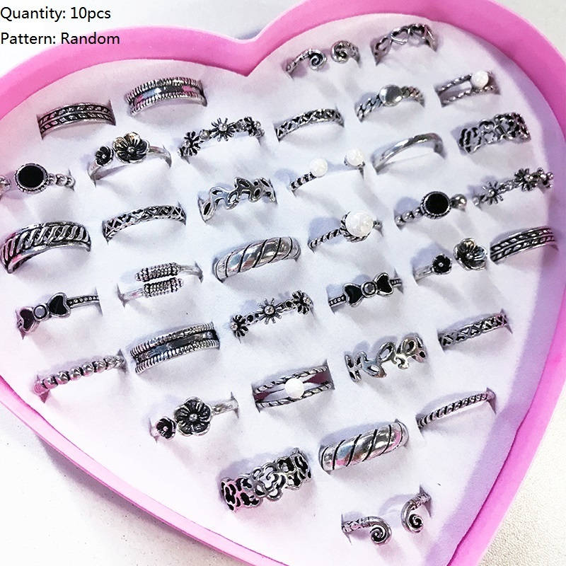 10 unids/lote amor niños lindo dulce de anillos flor Animal accesorios de joyería de niño niña anillos de dedo: C-10Pcs