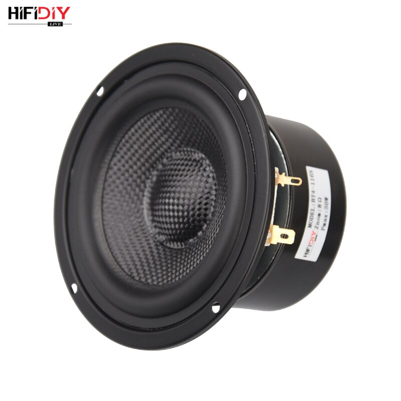 DIYLIVE 4 inch 4.5" Midbass Woofer speaker Unit 4 / 8 OHM 50W Glass fiber vibratory basin Loudspeaker BK BT4 Black /Yellow