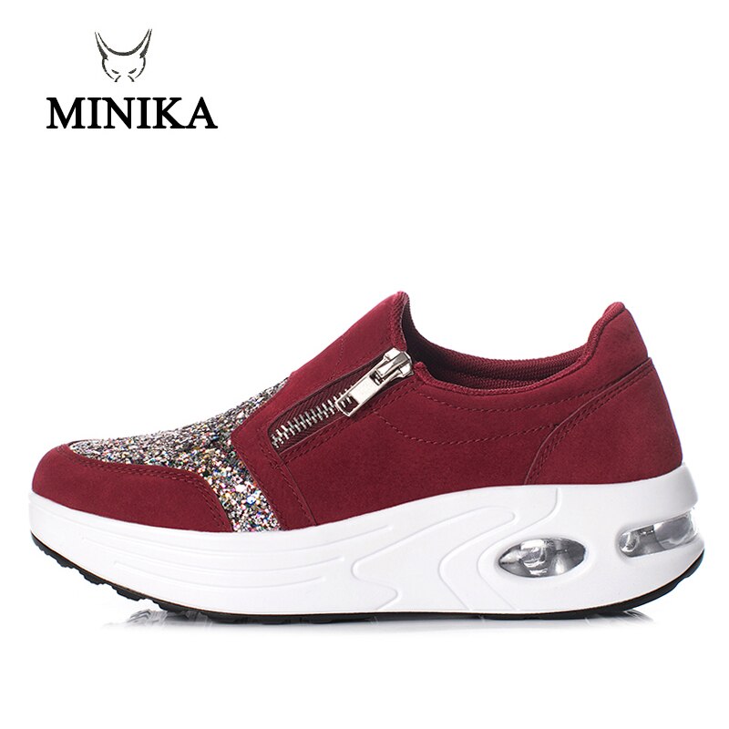 Lynlås wedges sko til kvinder sneakers zapatillas fitness udendørs sportssko luftpude shake teni feminino sko toning