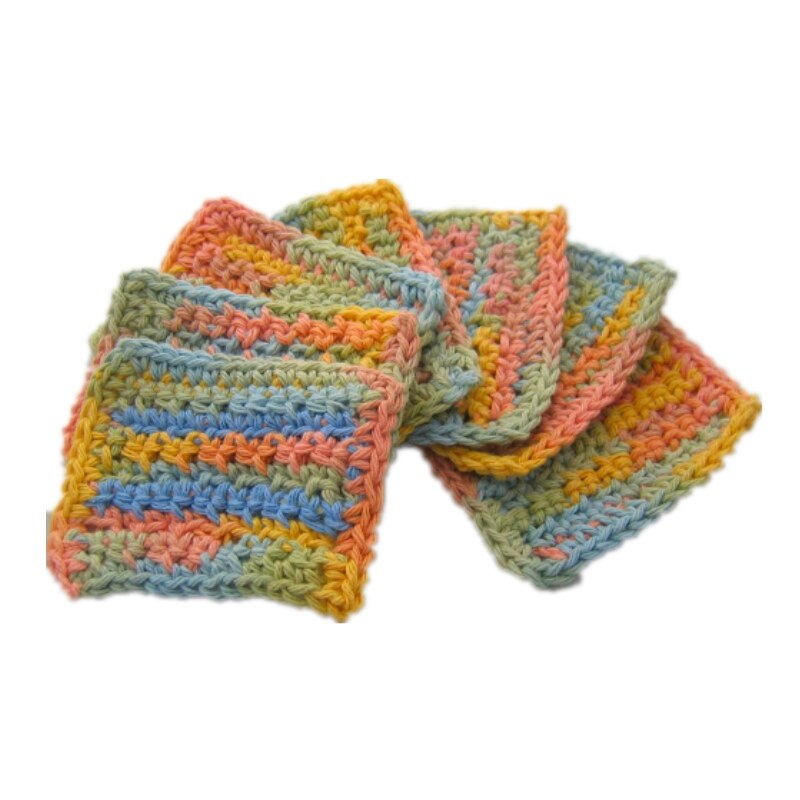 Knitted Dishcloth Dish Washable Scourer Kitchen Cleaning Scruabby Cotton Yarn Crochet Scrubbies Reusable Washcloth Pot Scrubber