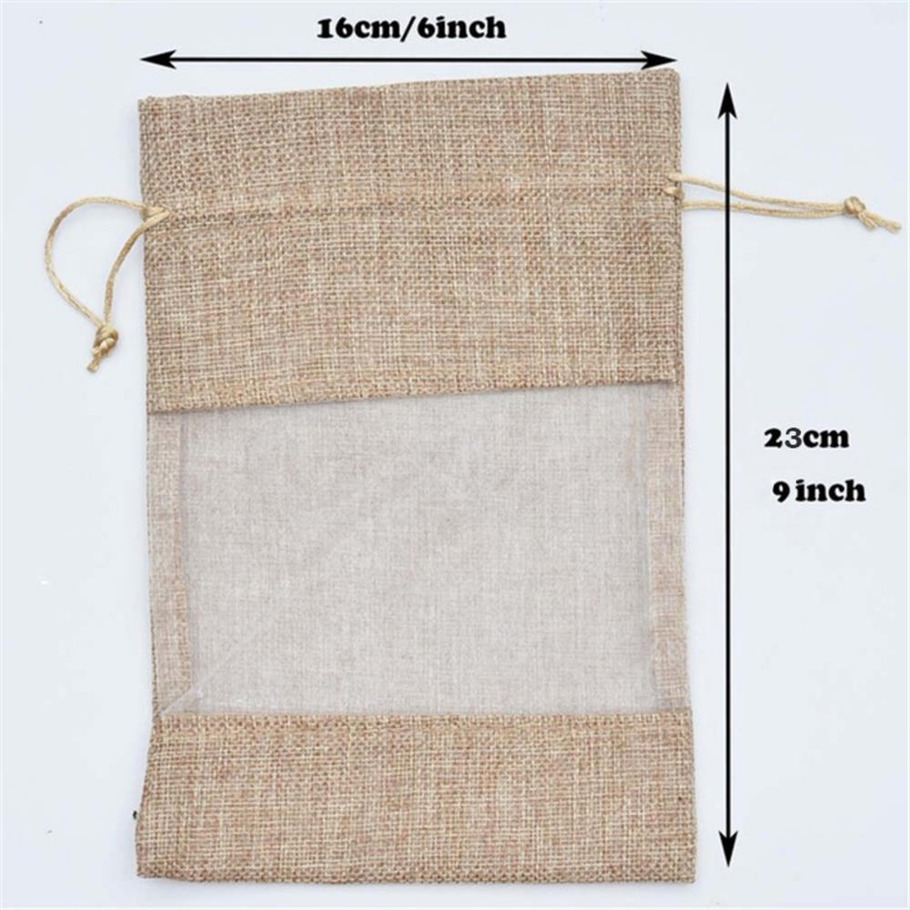 5pcs/lot Organza Jute Bags Burlap Drawstring Bag Wedding Party Favors Bags For Coffee Beans Candy Makeup Jewelry Packaging: C -5pcs