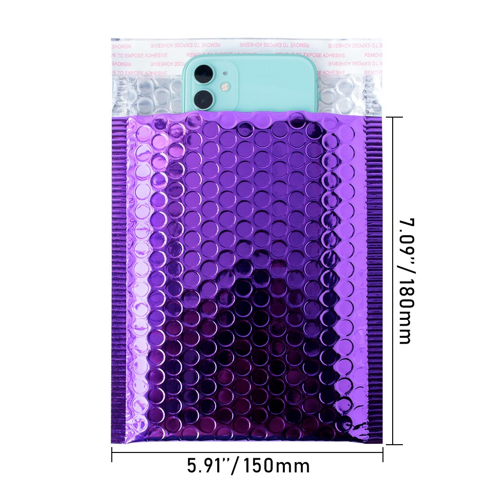 Rapidypack 10 stuks paarse poly-bubbelenveloppen, zelfklevende, gewatteerde bubbelenveloppen, waterdichte koerierszakken, verpakkingsbubbelenvelop