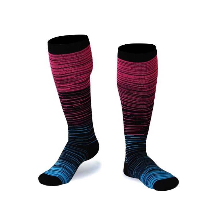 Gradientowe skarpety uciskowe sportowe skarpety męskie i damskie podkolanówki wysokie skarpety sportowe jazda na zewnątrz nylonowe skarpetki skarpety uciskowe: D / L XL