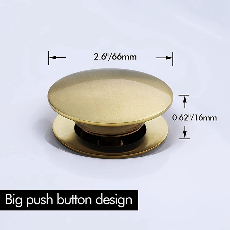 ABSF Sink Drain Without Overflow Bathroom Popup Drain Assembly Stopper Vessel Sink Brushed Brass