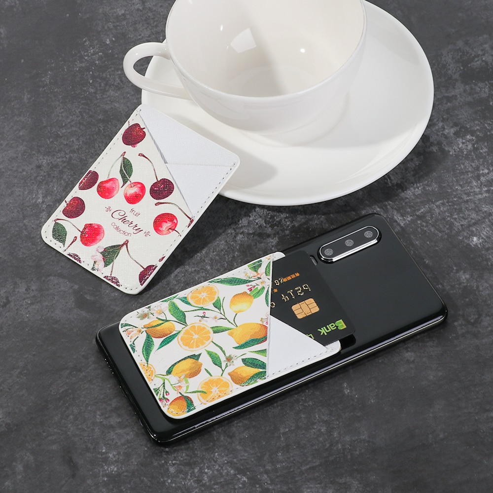 Pouch Cell Phone Storage Wallet Card Holder Universal Credit Card Adhesive Stick-on Back Pocket Sticker PU Leather