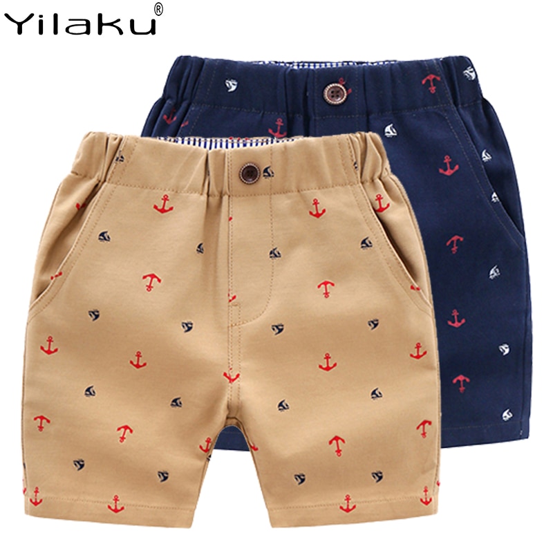 Yilaku garçon été short imprimé pantalons décontractés voile et ancre imprimé kaki et bleu enfants Shorts enfants pantalons de plage CI071
