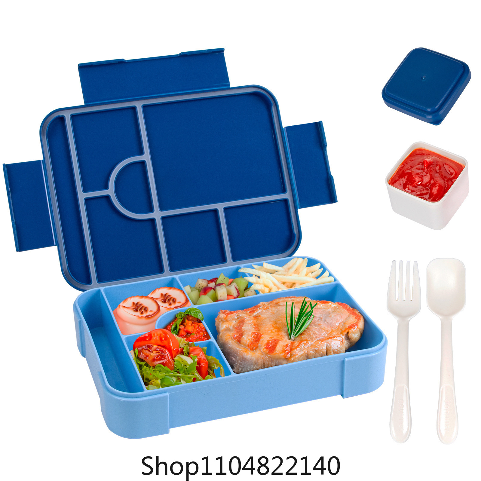 Adorable Kids Lunch Box Student Microwave Safe Travel Bento Box Picnic Container Portable Leak Proof Fruit Salad Bento Box Adult: Blue