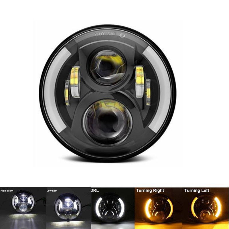 Faro LED de 7 pulgadas para motocicleta, alto y bajo de haz lámpara de luz, H4: Blanco
