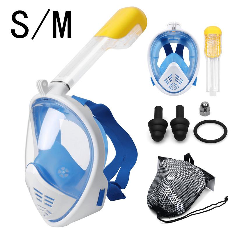 máscara de buceo máscara de buceo subacuática Anti niebla máscara de Snorkel de cara completa mujeres hombres niños natación Snorkel equipo de buceo: N05 S M