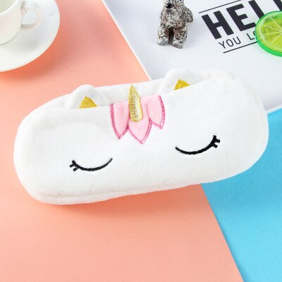 Cute Unicorn Pencil Case Plush School Pencil Cases Bag Stationery Pencil case Kawaii Pencil Case For Girls School Supplies Tool: White