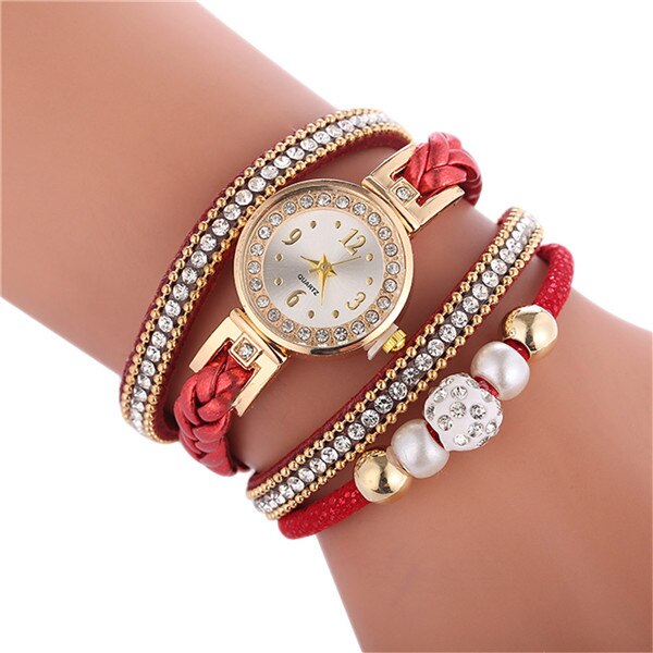 Relogio Armband Horloges Vrouwen Wrap Rond Mode Armband Mode Jurk Dames Dames Polshorloge Relojes Mujer Klok Voor: Red