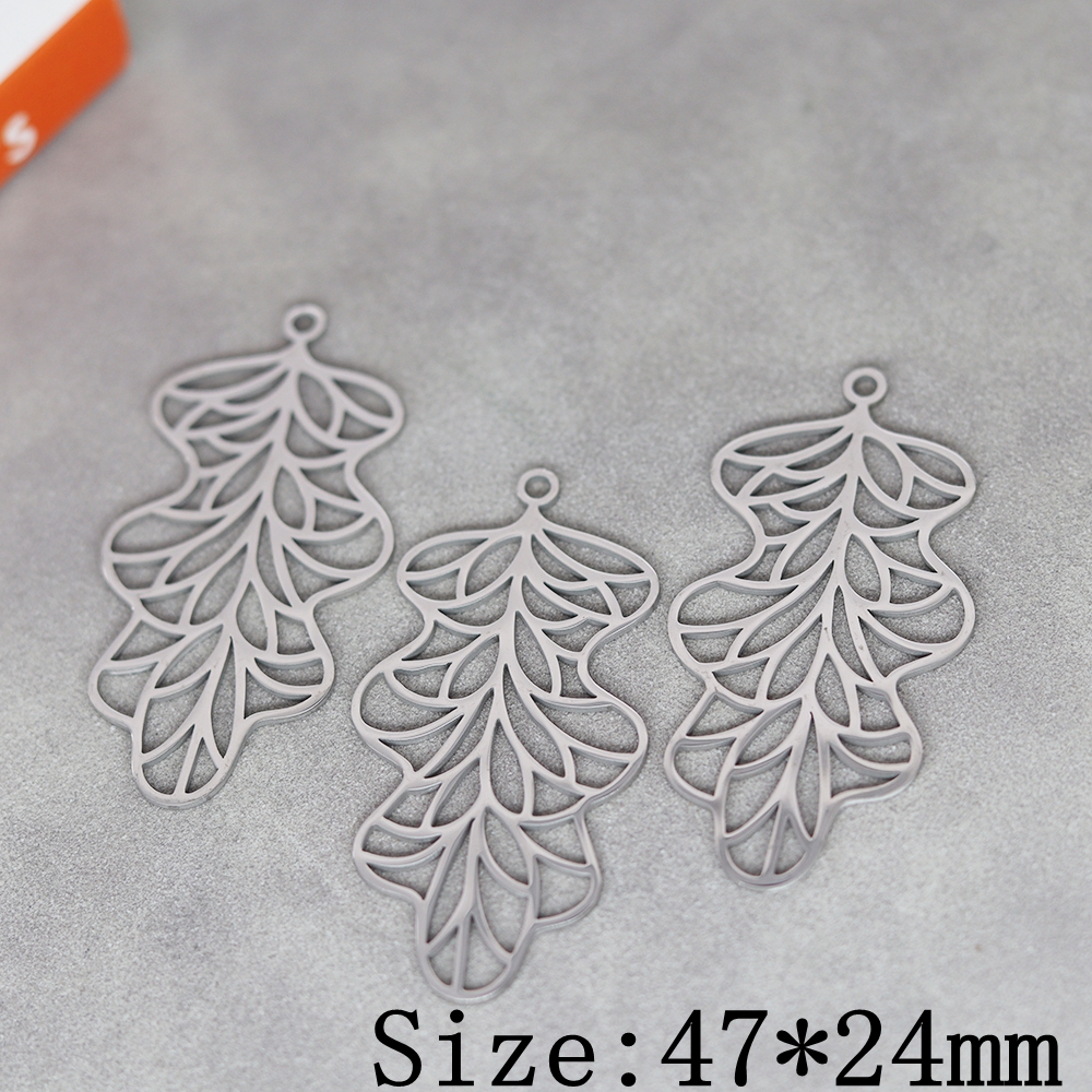 3 uds DIY pendientes borlas colgante de acero inoxidable hojas flor encanto para hacer joyería collar para mujer Accesorios: Chapado en zinc azul